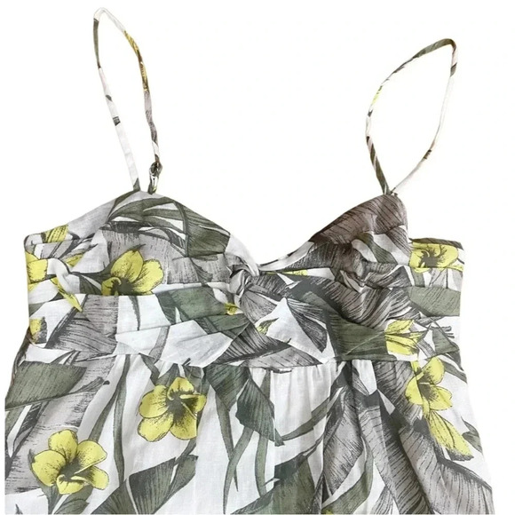 NWT Banana Republic Palm Floral Linen-Blend Ruffle-Hem Dress Adjustable Straps - Picture 5 of 9